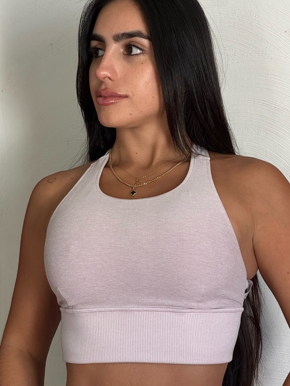 ALO Yoga Ribbed Cropped Tank Top XS Pink Blush Racerback Workout Athletic